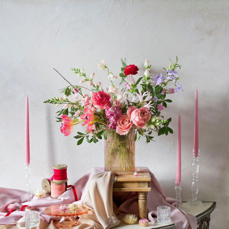 Pink Glass Vase Arrangement